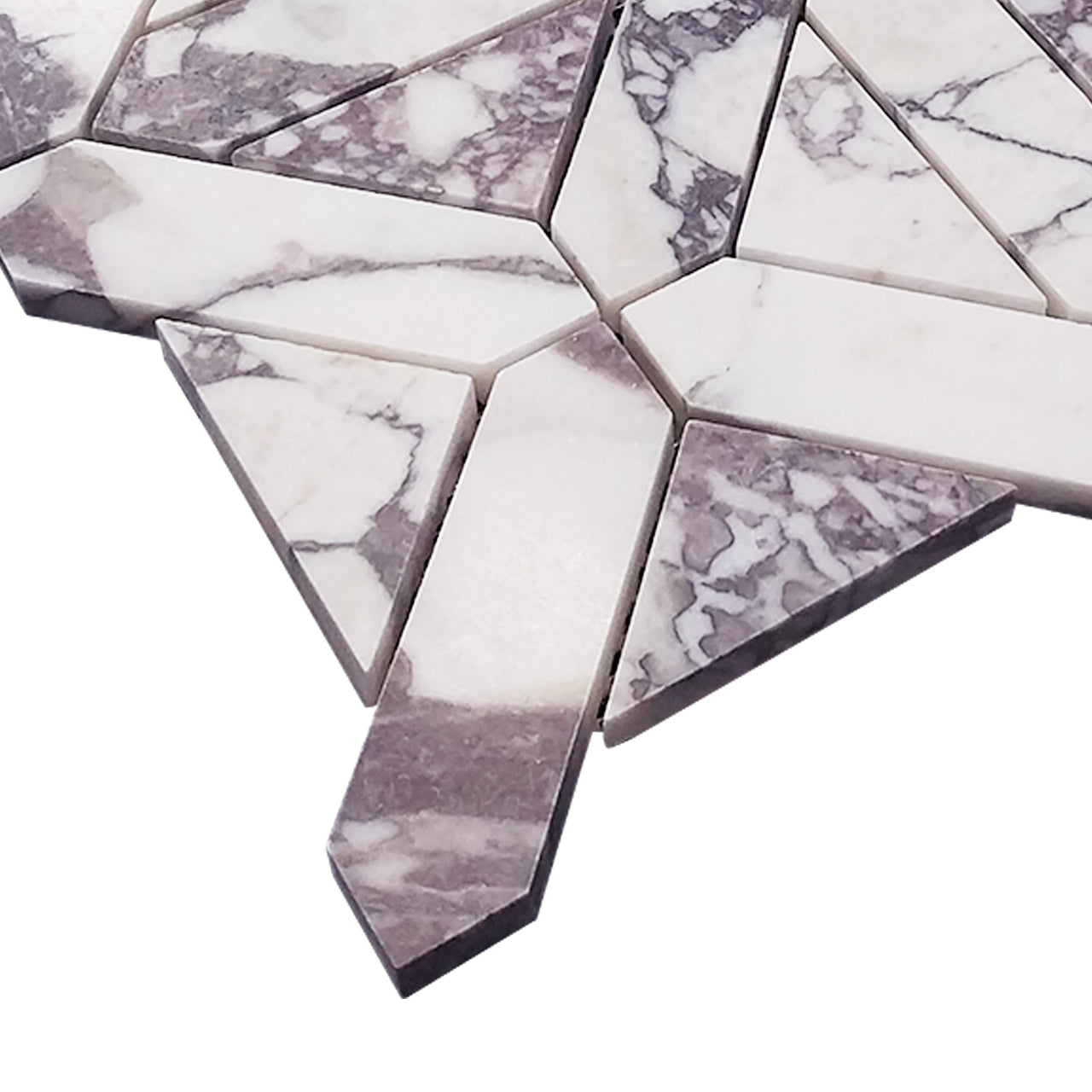 Calacatta Viola Marble with Viola Triangles Geometrica Mosaic Tile Polished