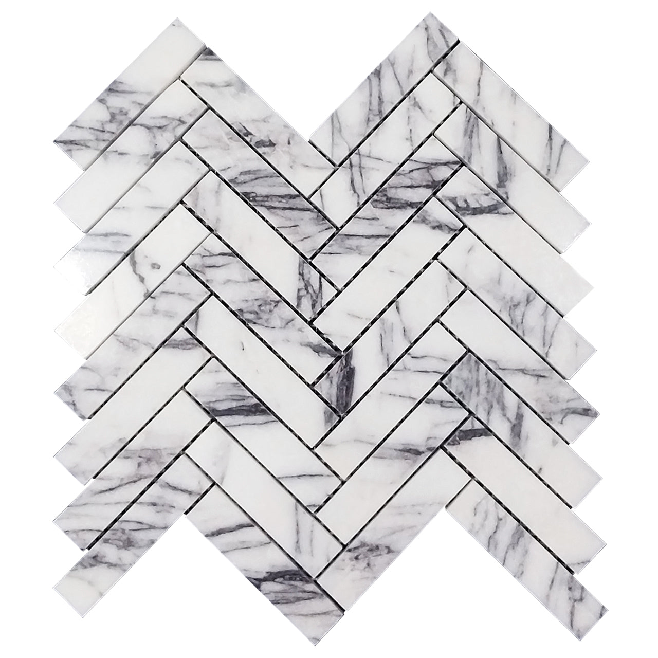 Lilac Marble 1" x 4" Herringbone Mosaic Tile Polished