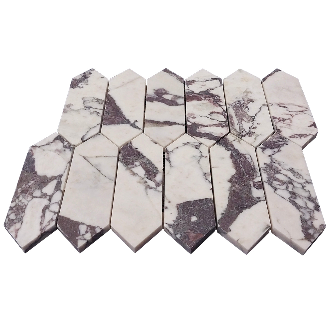 Calacatta Viola Marble Picket Mosaic Tile Honed