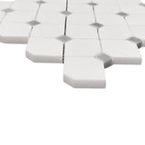 Bianco Dolomite Marble Dotty with Bardiglio Dots Mosaic Tile Honed