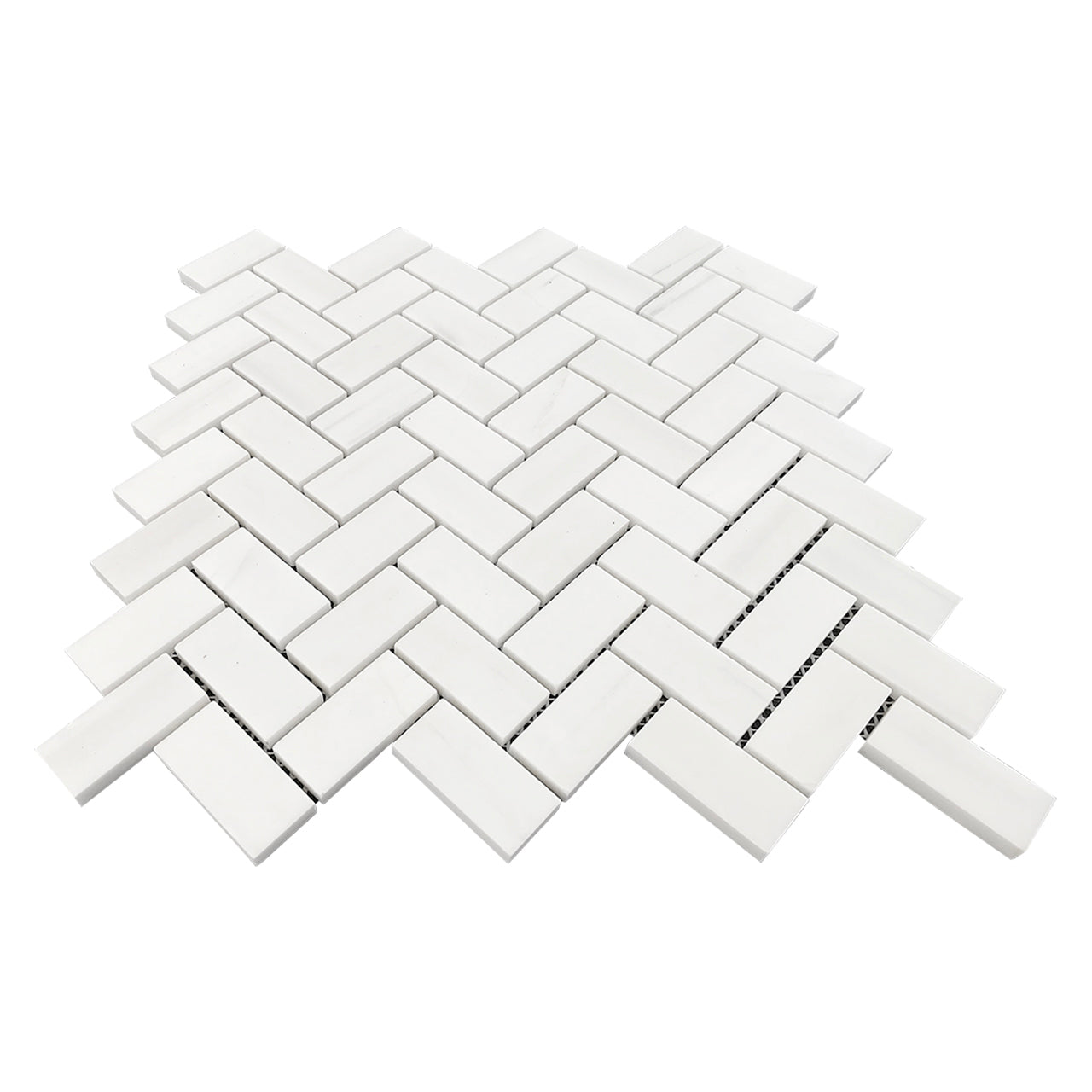 Bianco Dolomite Marble 1x2 Herringbone Mosaic Tile Polished