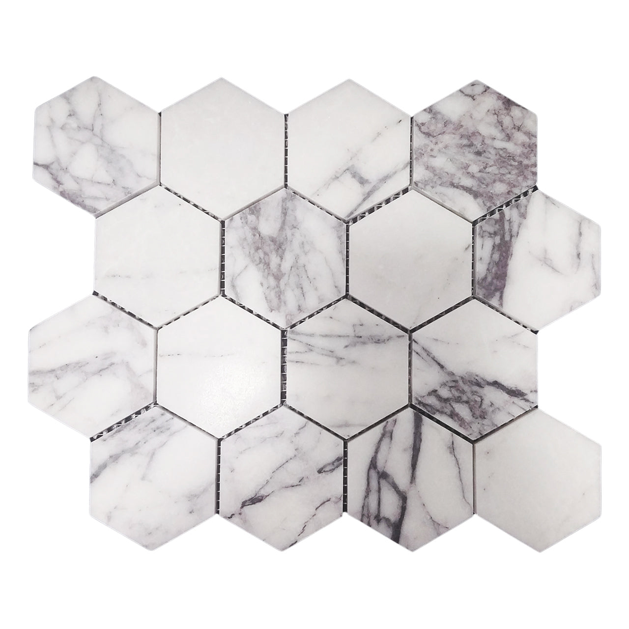 Lilac Marble 3" Hexagon Mosaic Tile Polished