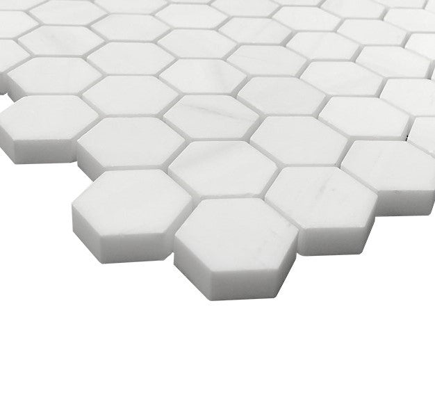 Bianco Dolomite Marble 1" Hexagon Mosaic Tile Polished