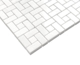 Bianco Dolomite Marble Target Pinwheel Mosaic Tile with Bianco Dolomite Dots Polished