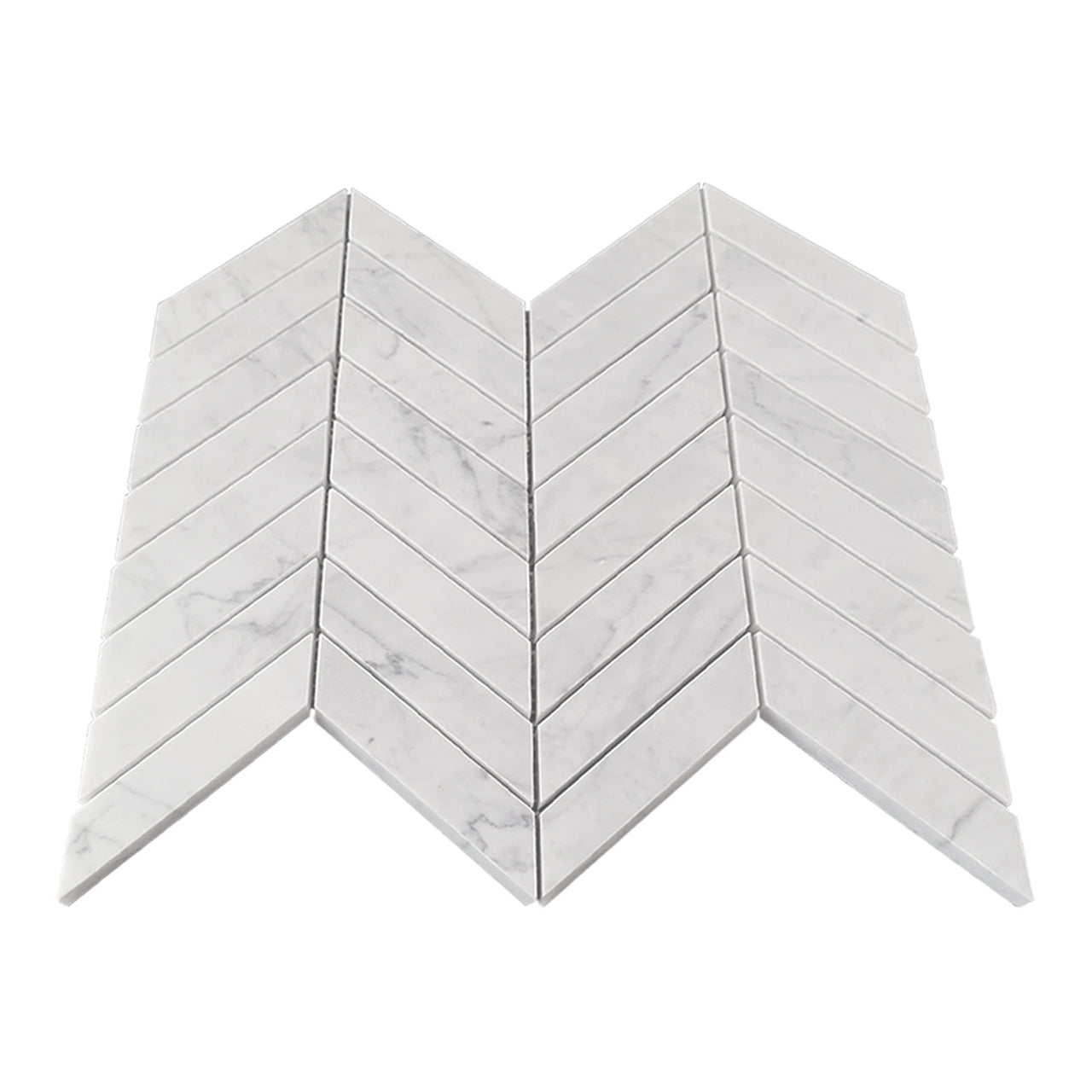 Carrara White Italian Marble 1" x 4" Chevron Mosaic Tile Polished