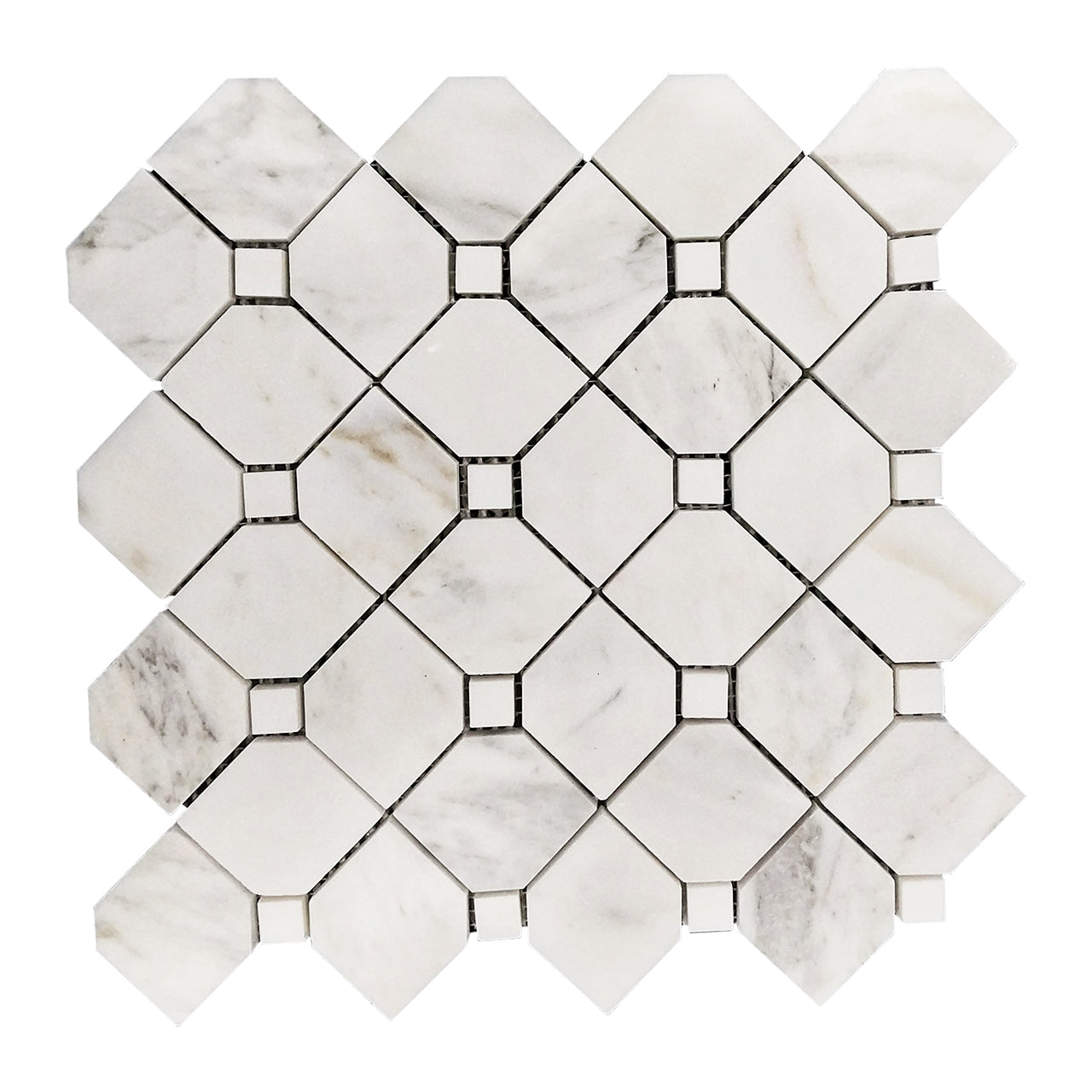 Calacatta Gold Marble Dotty with Dolomite Dots Mosaic Tile Polished