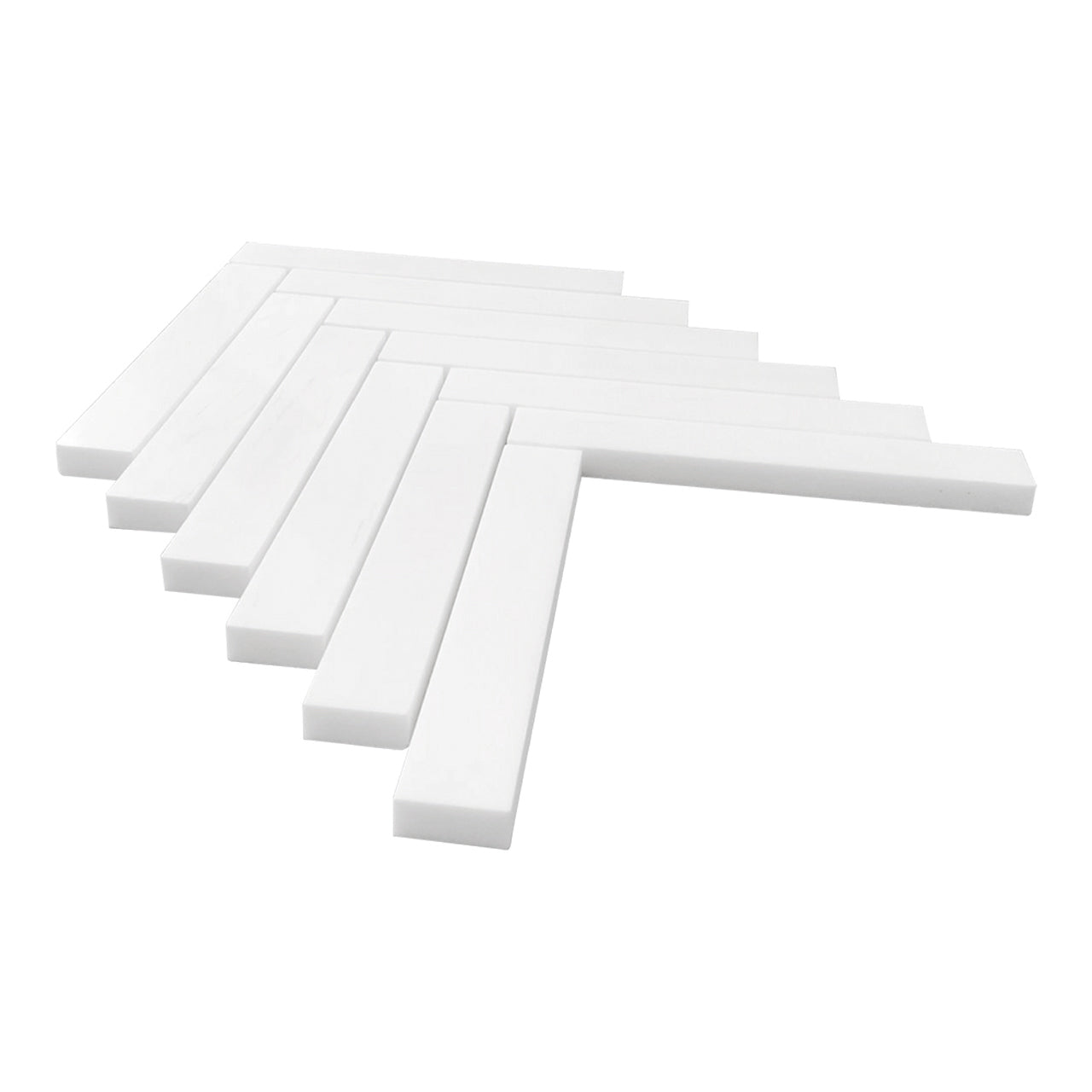 Bianco Dolomite Marble 1x6 Herringbone Mosaic Tile Polished