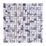 Calacatta Viola Marble Target Pinwheel with Dolomite Dots Mosaic Tile Polished