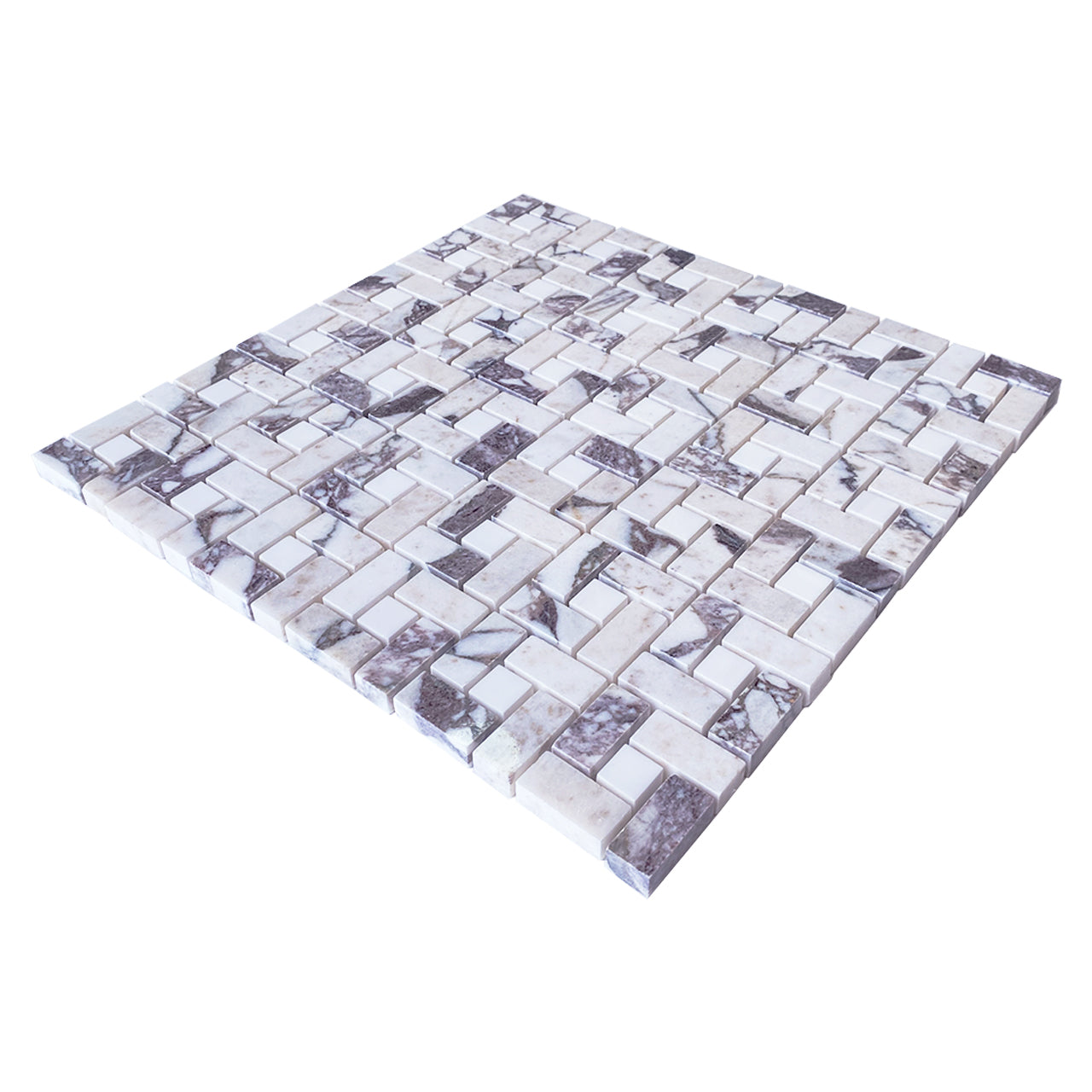 Calacatta Viola Marble Target Pinwheel with Dolomite Dots Mosaic Tile Polished