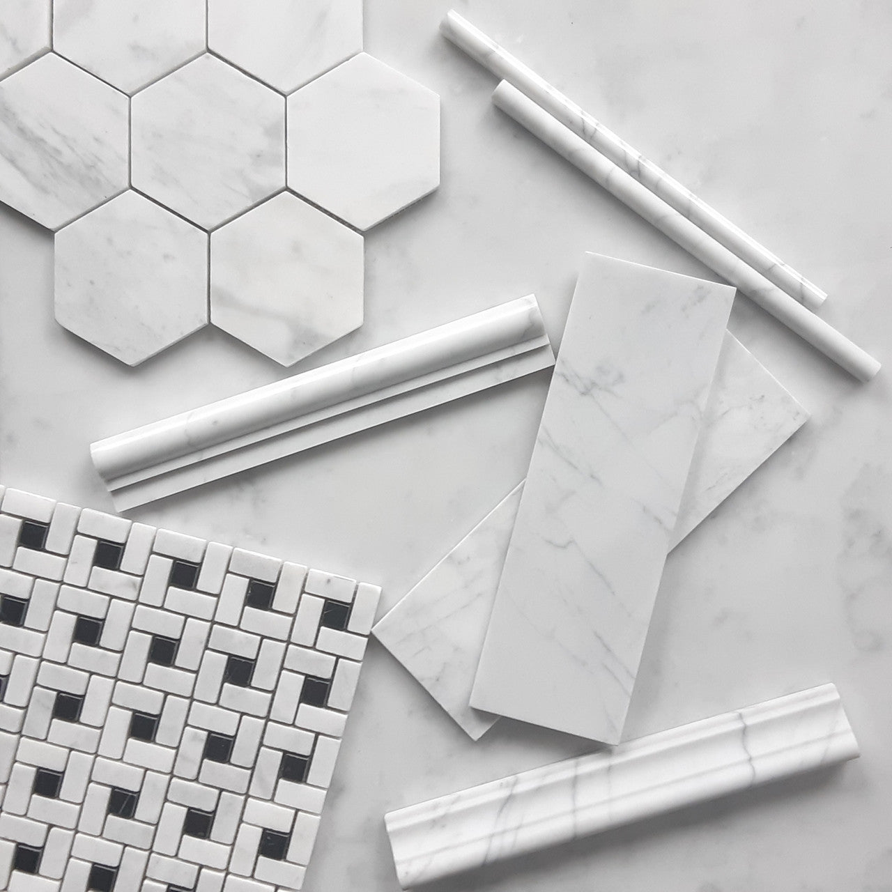 Carrara White Italian Marble 9" x 18" Tile Honed