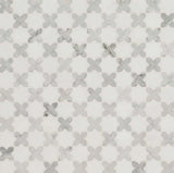 Thassos White + Carrara White Vera Ann Polished Star and Cross Pattern Tile