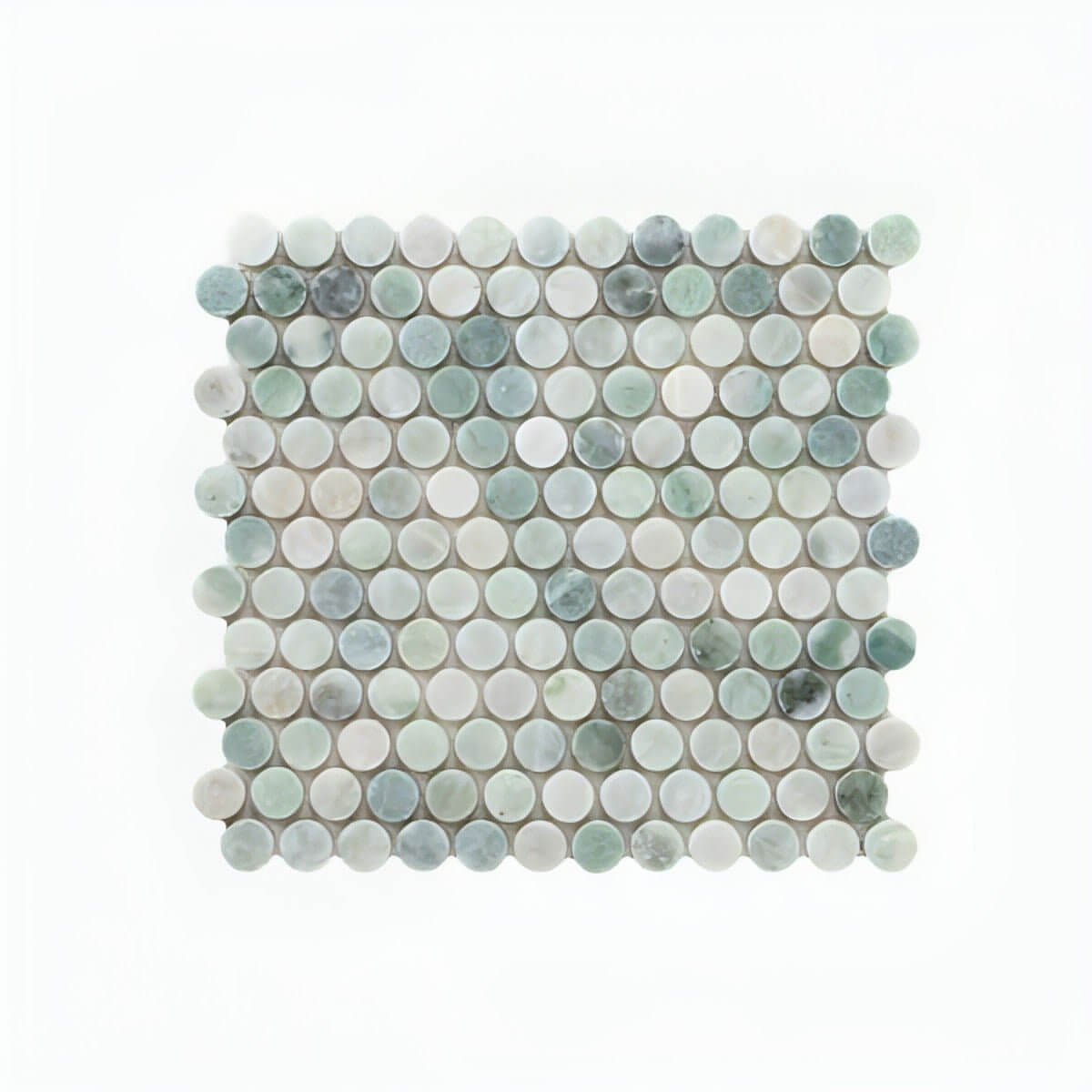 Thassos Green Marble Penny Round Mosaic