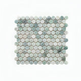 Thassos Green Marble Penny Round Mosaic