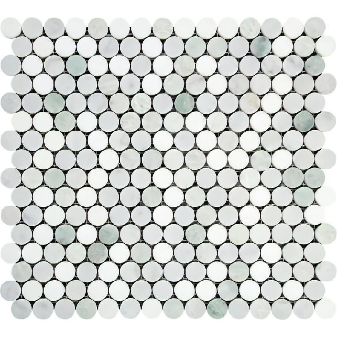 Thassos Green Marble Penny Round Mosaic