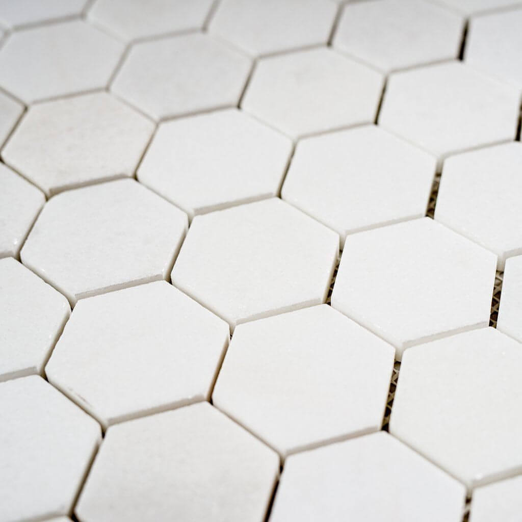 Thassos White Marble 1" Mini Hexagon Mosaic Tile