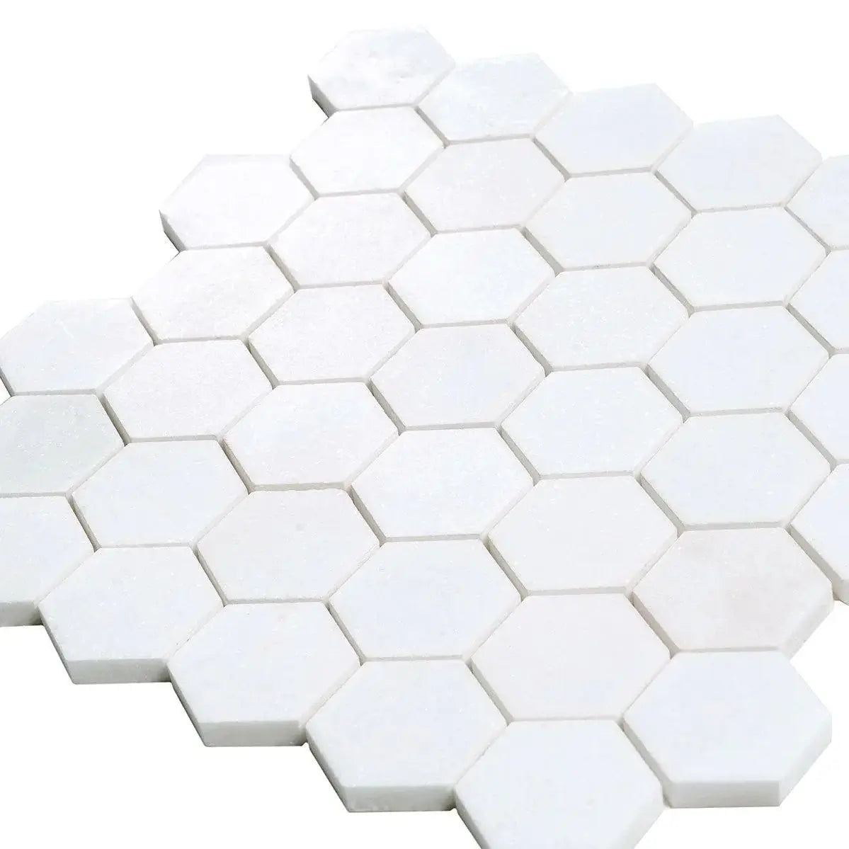 Thassos White Marble 2" Hexagon Mosaic Tile