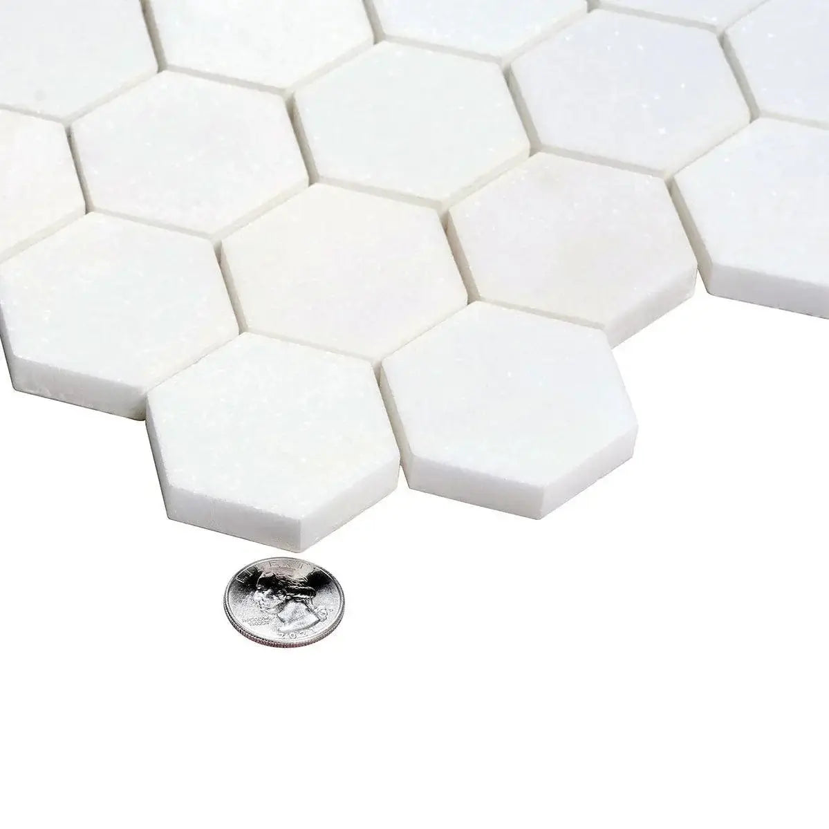 Thassos White Marble 2" Hexagon Mosaic Tile