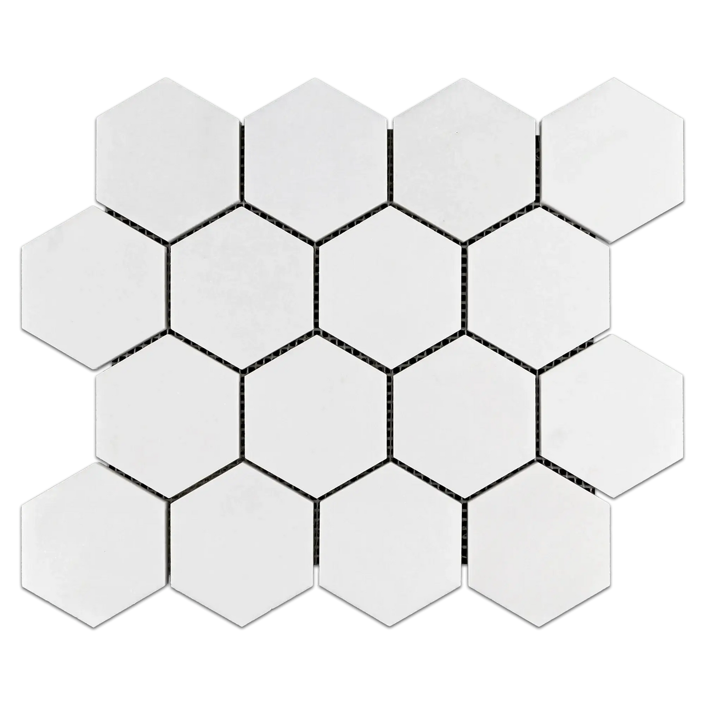 3” Thassos White Marble Hexagon Mosaic Tile