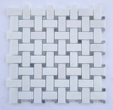 Thassos Bardiglio Gray Basketweave Marble Mosaic Tile