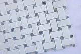 Thassos Bardiglio Gray Basketweave Marble Mosaic Tile