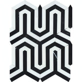 Thassos Black Arched Chevron Weave Mosaic Tile