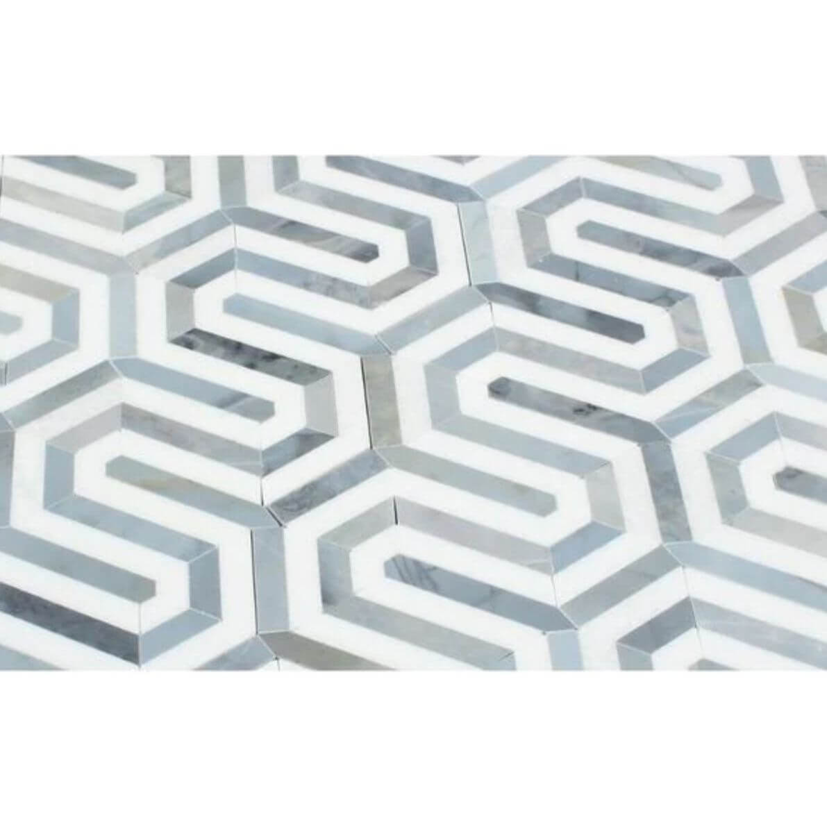 Thassos Gray Arched Chevron Weave Mosaic Tile