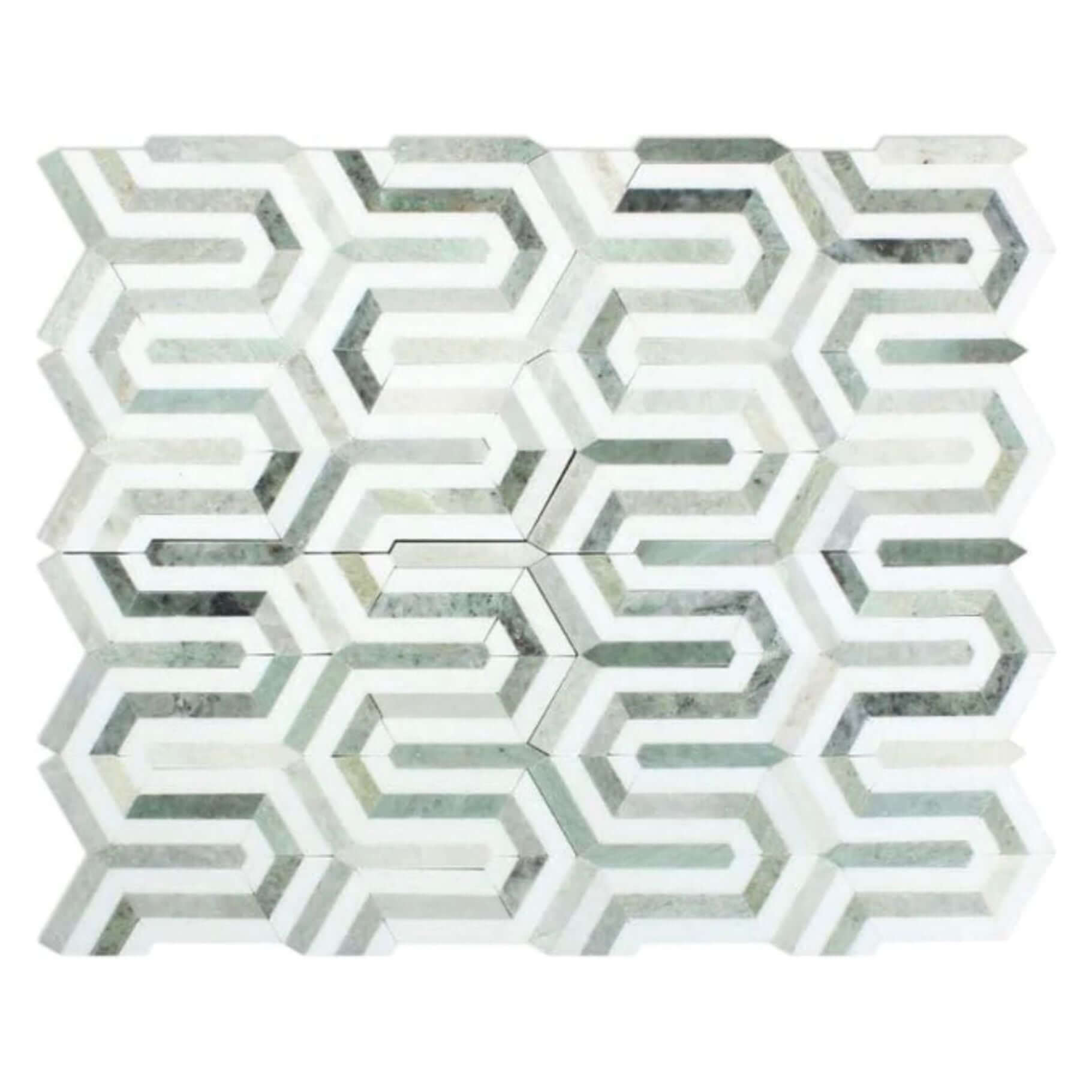 Thassos Green Arched Chevron Weave Marble Mosaic Tile