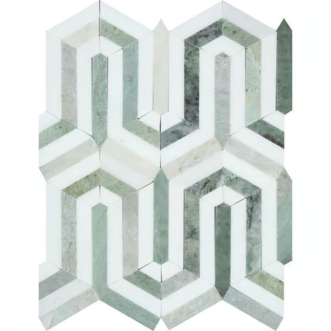 Thassos Green Arched Chevron Weave Marble Mosaic Tile
