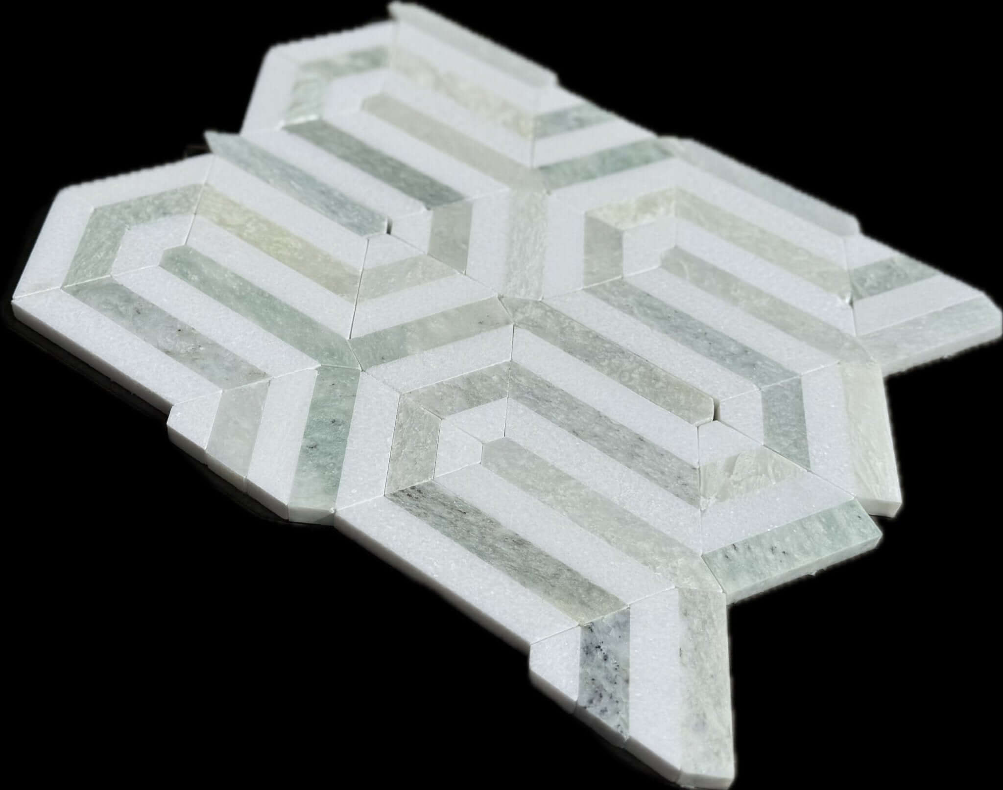 Thassos Green Arched Chevron Weave Marble Mosaic Tile