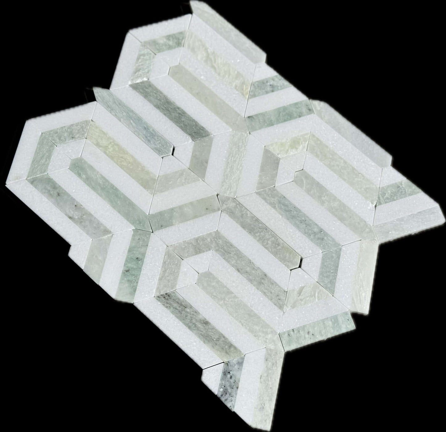 Thassos Green Arched Chevron Weave Marble Mosaic Tile