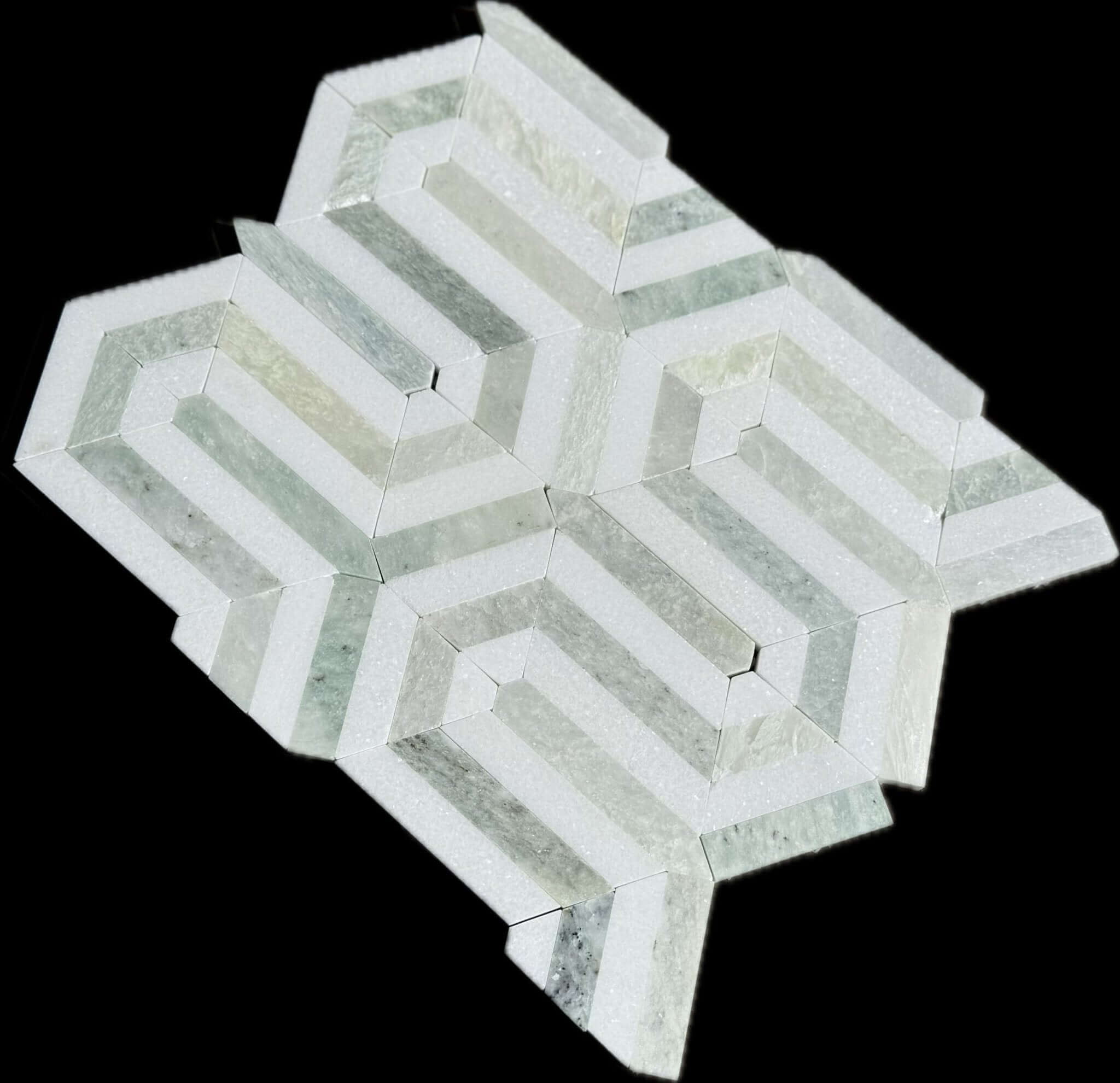 Thassos Green Arched Chevron Weave Marble Mosaic Tile