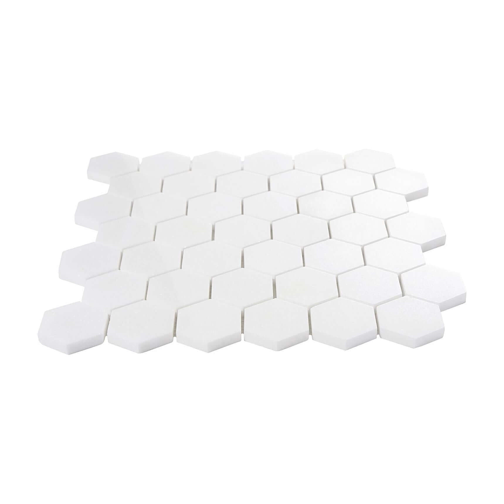 Thassos White Marble 2" Hexagon Mosaic Tile