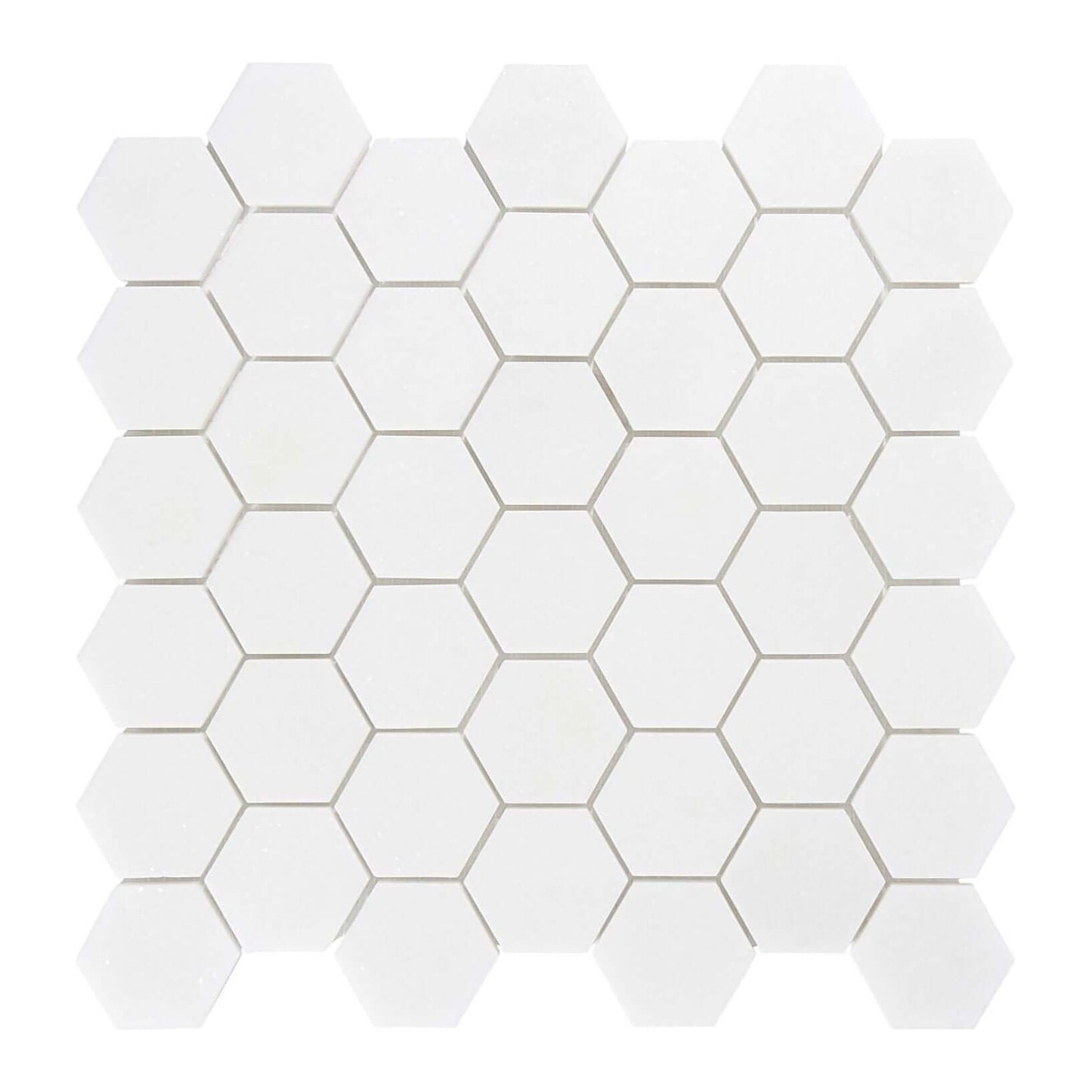 Thassos White Marble 2" Hexagon Mosaic Tile