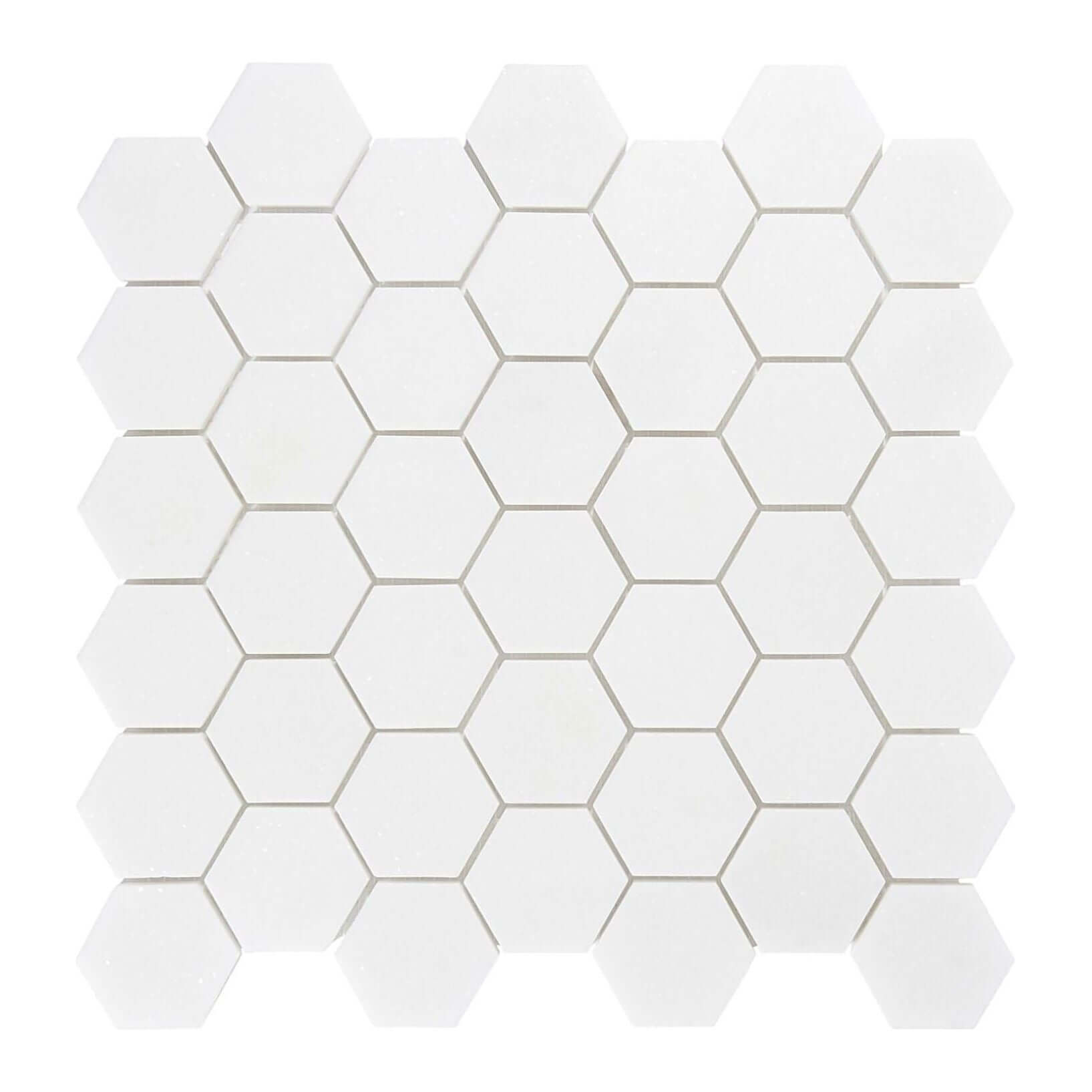 Thassos White Marble 2" Hexagon Mosaic Tile