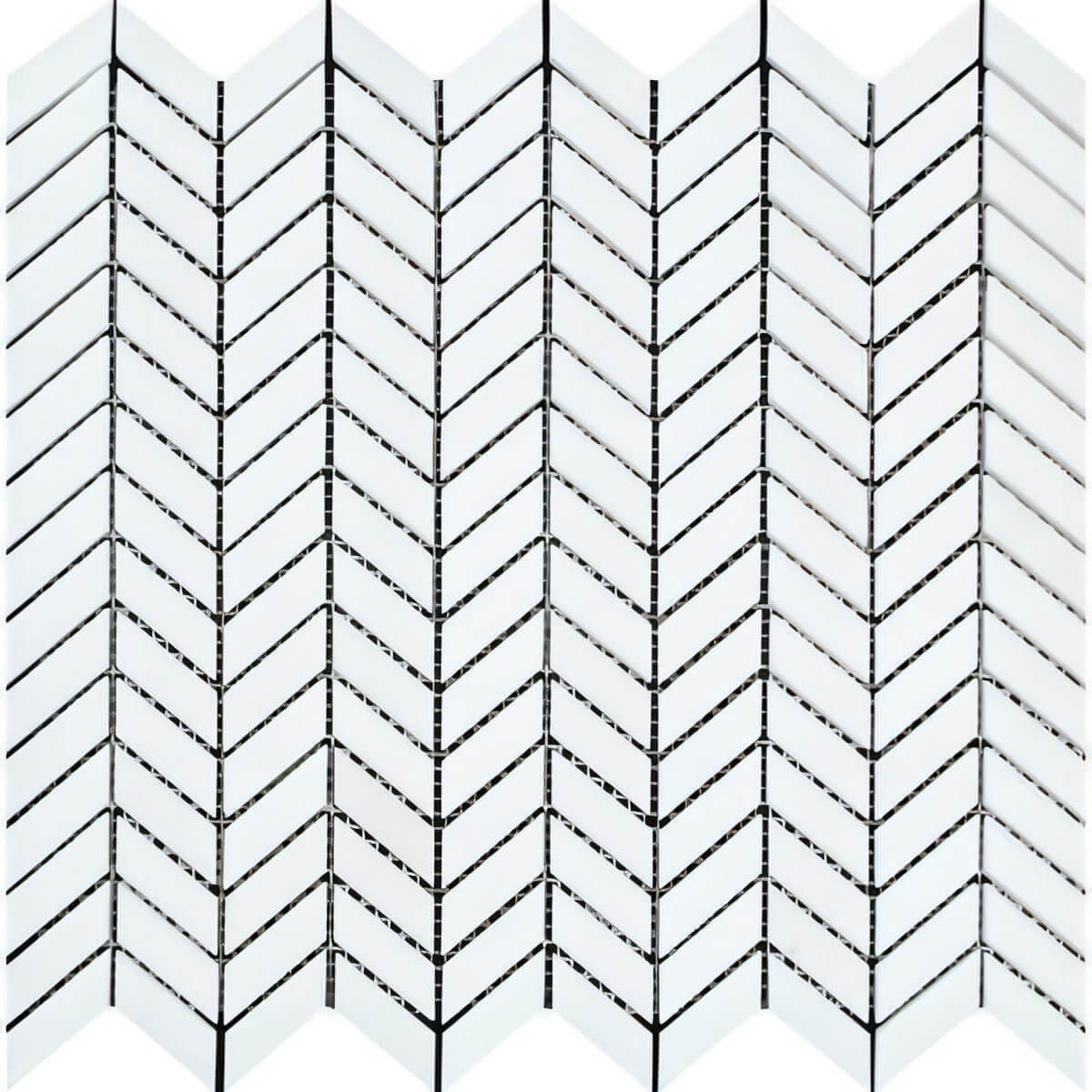 Greek Thassos White Marble Petite Chevron Mosaic Tile