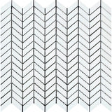Greek Thassos White Marble Petite Chevron Mosaic Tile