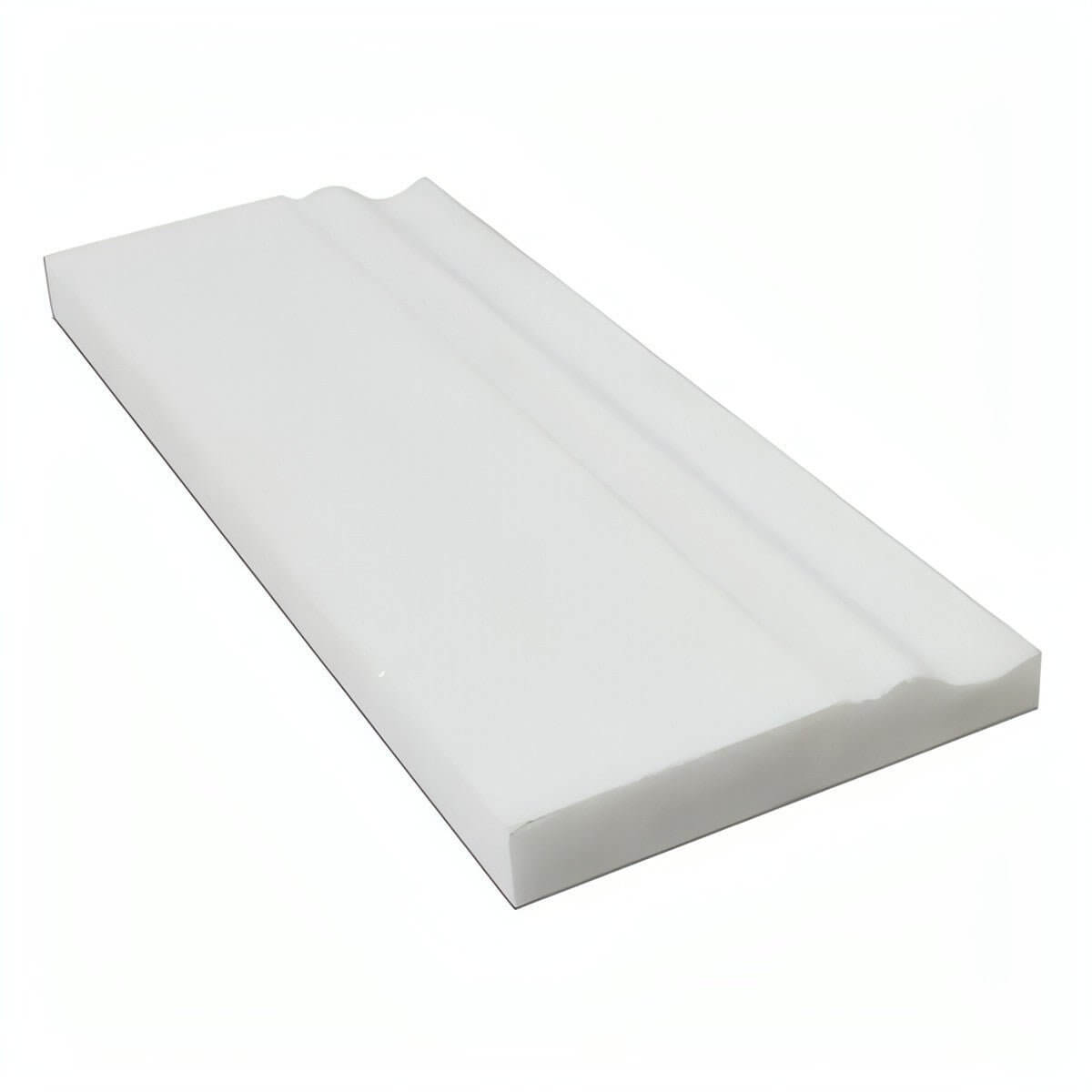 Thassos White Marble Polished Baseboard Skirting Molding 4 3/4x12