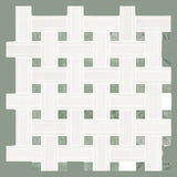 Thassos White Marble Triple - Weave Mosaic w/ Ming Green Dots