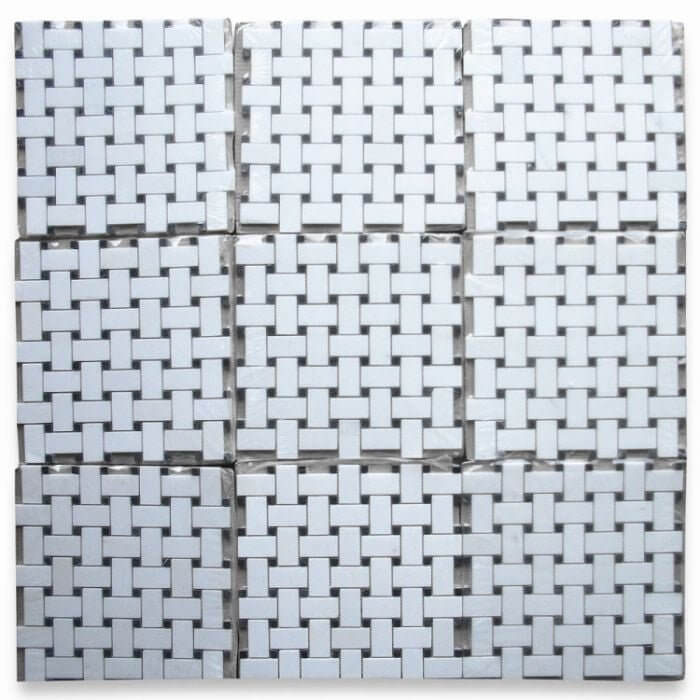 Thassos White Premium Marble with Nero Marquina Dots Weave