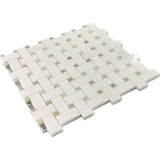 Thassos Green Marble Basketweave Mosaic Tile