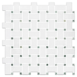 Thassos Green Marble Basketweave Mosaic Tile