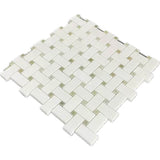 Thassos Green Marble Basketweave Mosaic Tile