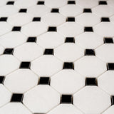 Thassos Black Marble Octagon Mosaic 12X12