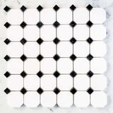 Thassos Black Marble Octagon Mosaic 12X12