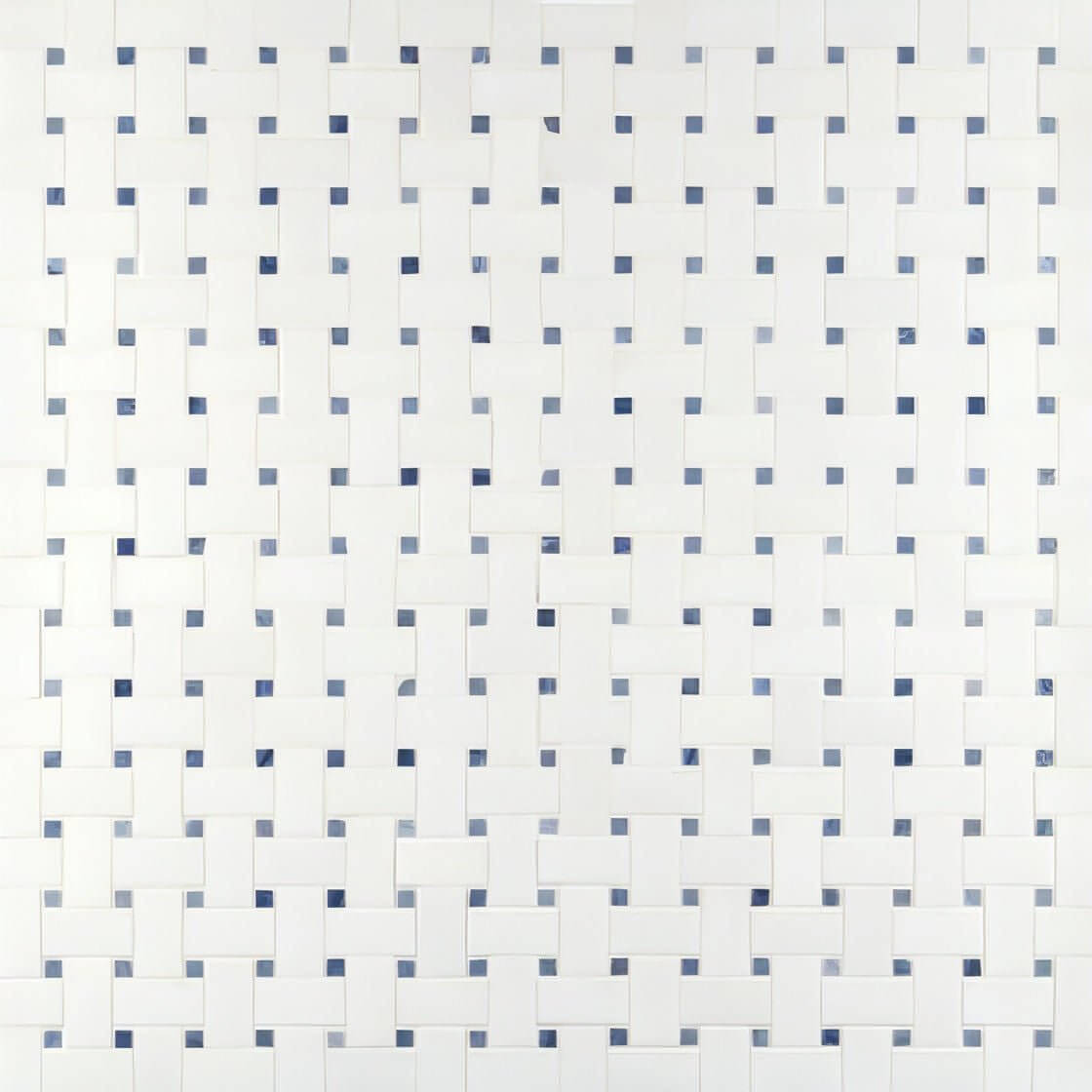 12x12 Thassos Blue BasketWeave Polished Marble Mosaic Tile