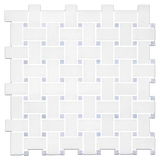 12x12 Thassos Blue BasketWeave Polished Marble Mosaic Tile