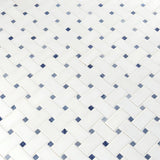 12x12 Thassos Blue BasketWeave Polished Marble Mosaic Tile