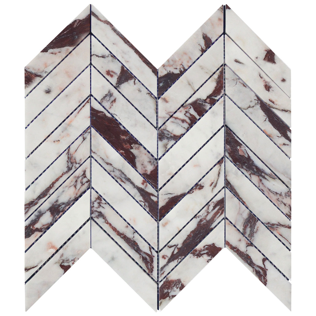 Calacatta Viola Marble 1" x 4" Chevron Mosaic Tile Honed