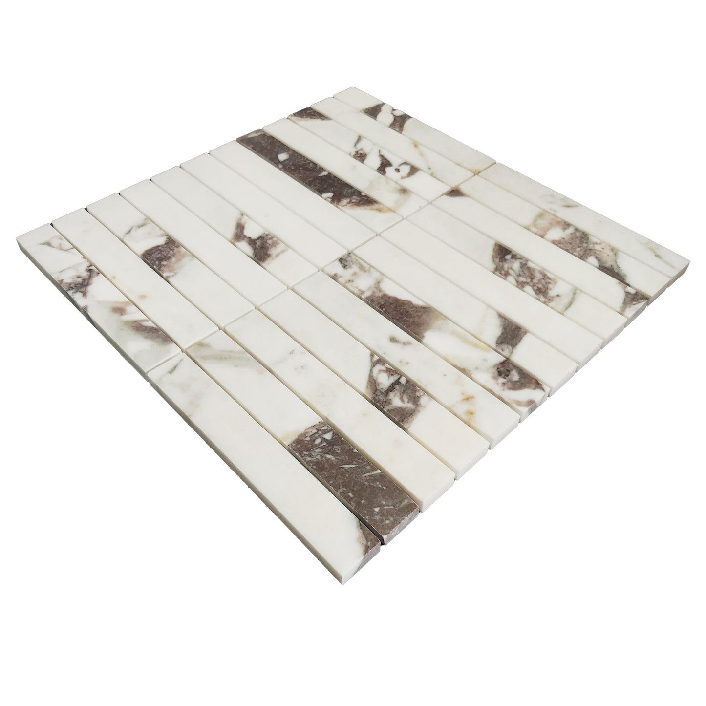 Calacatta Viola Marble 1x6 Stacked Mosaic Tile Polished