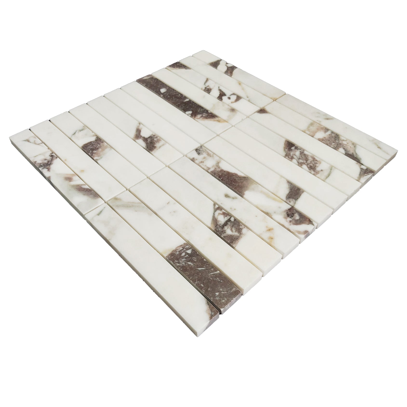 Calacatta Viola Marble 1x6 Stacked Mosaic Tile Polished